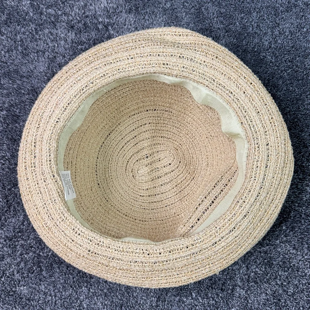 Tan Woven Straw Cloche Sun Hat RN 80934 Short Brim Summer Bucket Hat